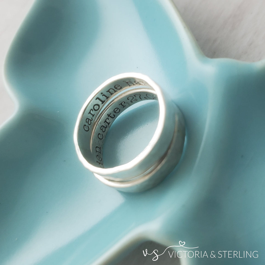 Hidden Message Ring - Hammered Texture